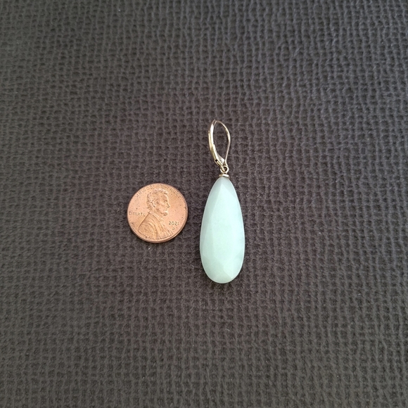 Chaps Teardrop💧 Shaped Unpolished Green💚 Angelite😇 Earrings - Picture 8 of 15
